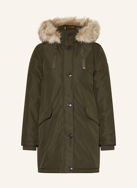 LAUREN RALPH LAUREN Parka mit abnehmbarer Kapuze und Kunstpelz DUNKELGRÜN