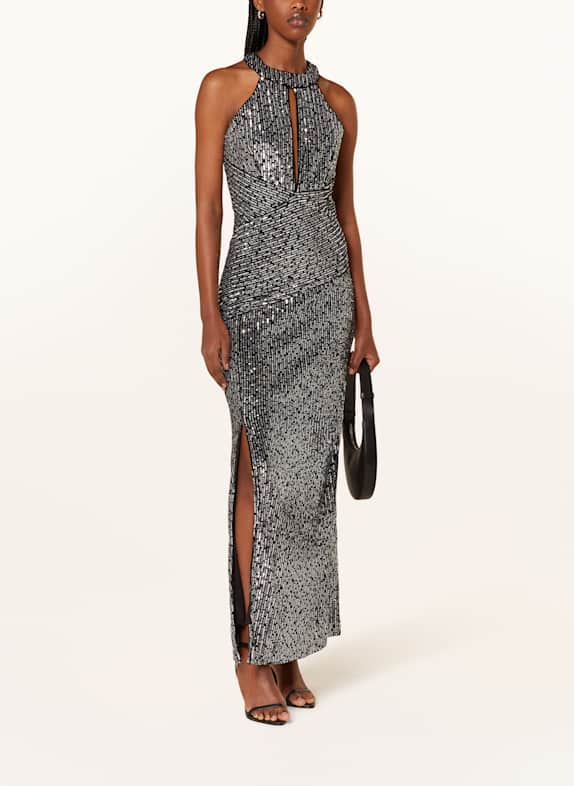 ROUGE VILA Kleid VIBERRIE mit Pailletten SILBER/ SCHWARZ
