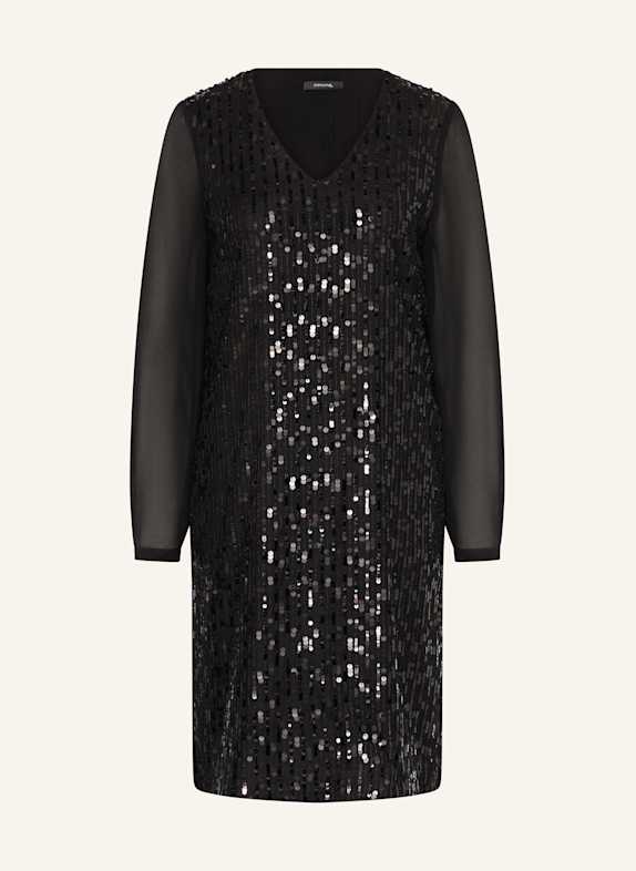 comma Kleid mit Pailletten SCHWARZ