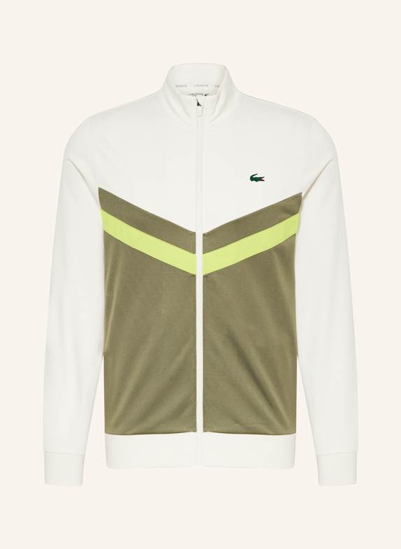 LACOSTE Piqué-Trainingsjacke ECRU/ OLIV