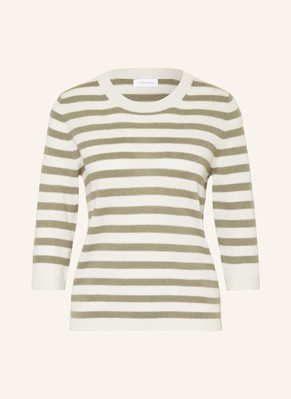 darling harbour Cashmere-Pullover mit 3/4-Arm ECRU / OLIV