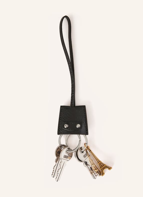 BALENCIAGA Taschenanhänger mit Nieten SCHWARZ