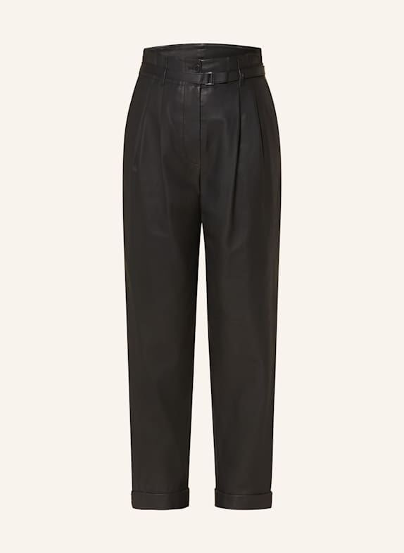 EMPORIO ARMANI Kožené kalhoty ČERNÁ
