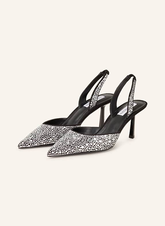 STEVE MADDEN Slingpumps VERGED mit Schmucksteinen SCHWARZ/ SILBER