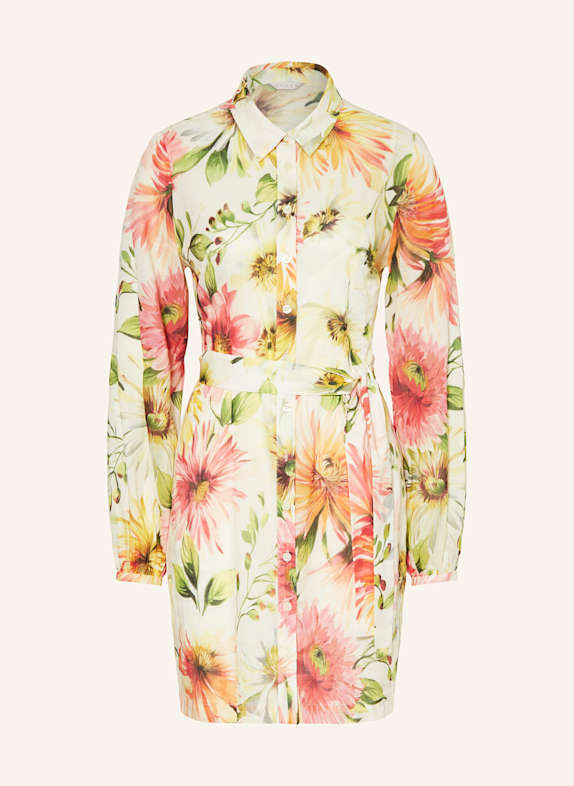 GUESS FAITH shirt dress with linen ECRU/ LIGHT GREEN/ PINK