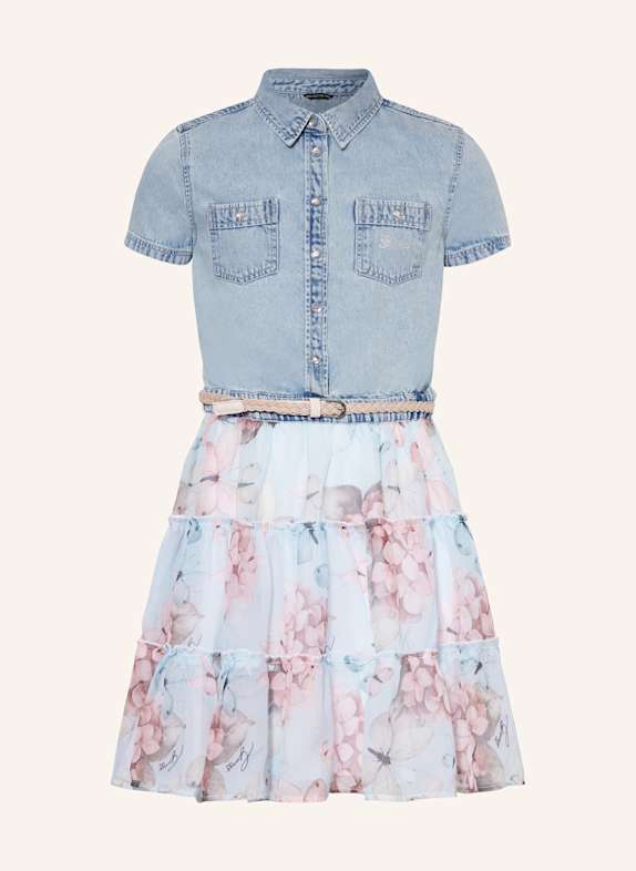 GUESS Kleid im Materialmix mit Volants HELLBLAU/ MINT/ ROSÉ