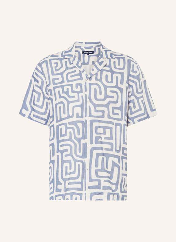 FRESCOBOL CARIOCA Resorthemd aus Leinen Comfort Fit BLAU/ WEISS