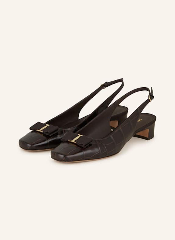 FERRAGAMO Slingpumps RIVADA DUNKELBRAUN