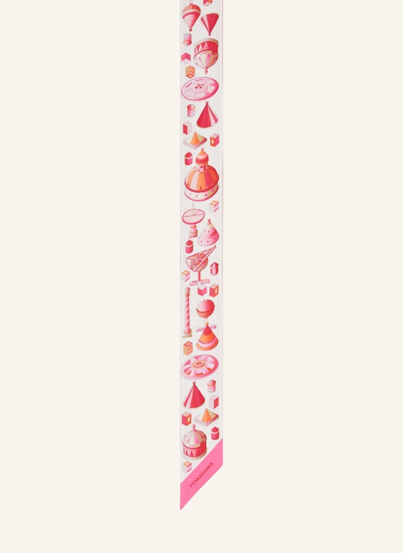 FERRAGAMO Seidenschal NADIR WEISS/ PINK/ ORANGE