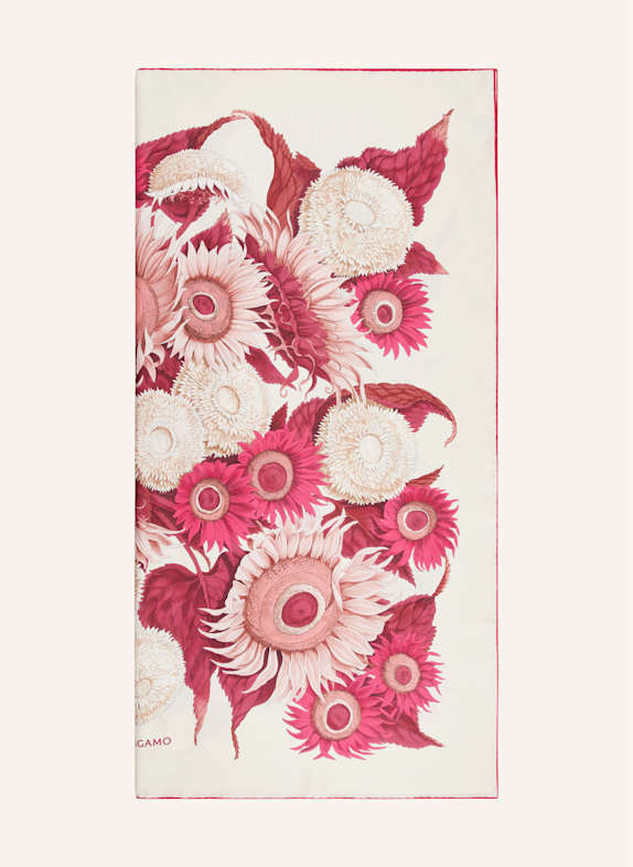 FERRAGAMO Seidentuch GIRASOLI WEISS/ DUNKELROT/ PINK