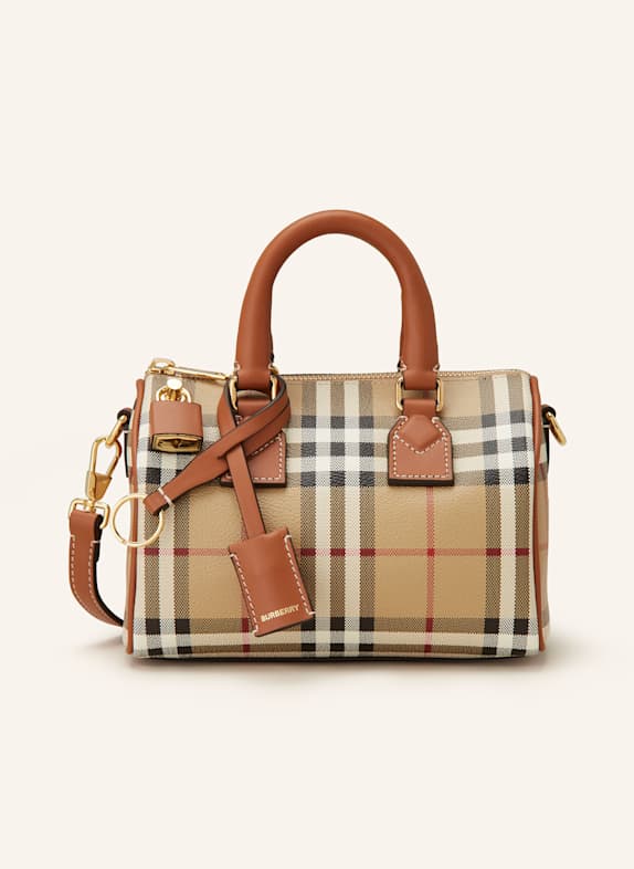 BURBERRY Handtasche HELLBRAUN/ DUNKELROT/ DUNKELBRAUN