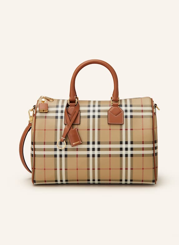 BURBERRY Handbag LIGHT BROWN/ DARK BROWN/ DARK RED