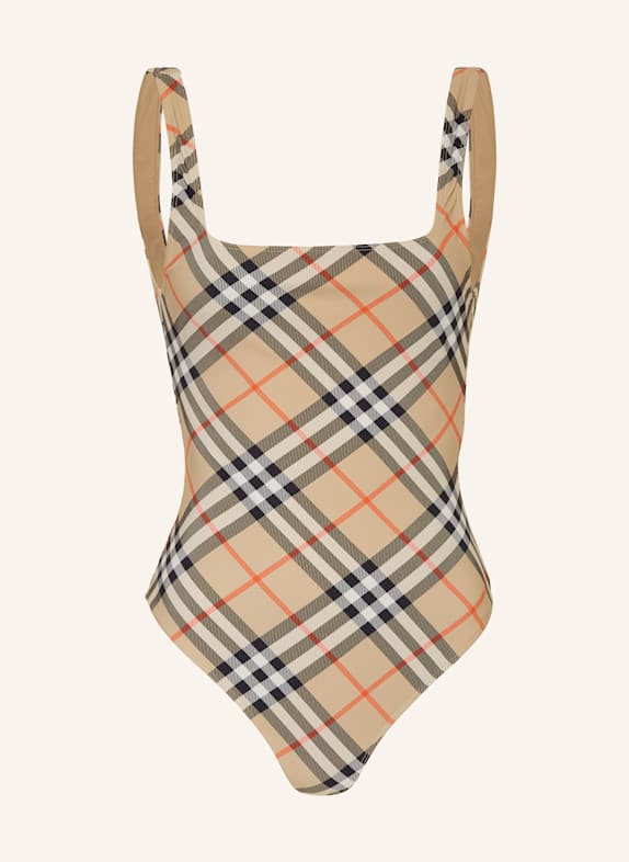 BURBERRY Badeanzug BEIGE/ SCHWARZ/ ROT