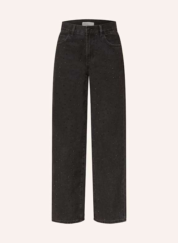 gina tricot Jeans mit Schmucksteinen offblack
