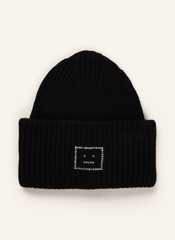 Acne Studios Czapka z ozdobnymi kamykami CZARNY