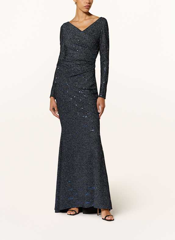TALBOT RUNHOF Abendkleid mit Glitzergarn und Pailletten DUNKELBLAU
