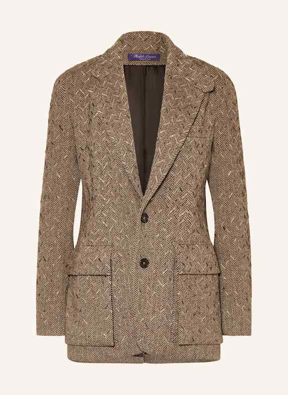 RALPH LAUREN PURPLE LABEL Blazer PRESTON mit Schmuckperlen BRAUN/ CREME