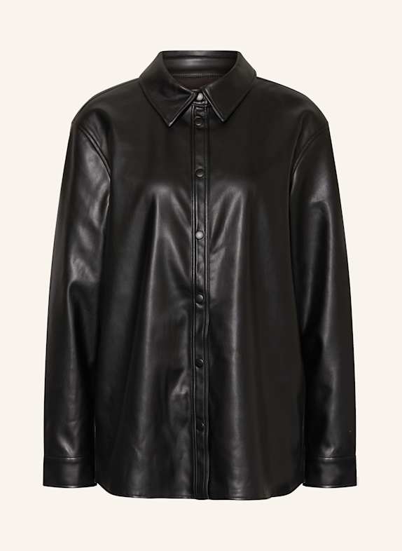 ONLY Overshirt in Lederoptik SCHWARZ