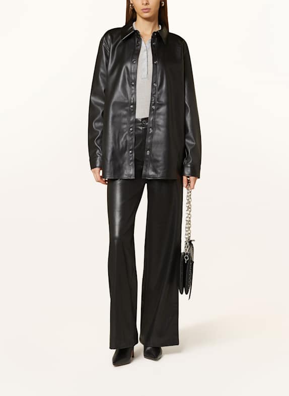ONLY Overshirt in Lederoptik SCHWARZ