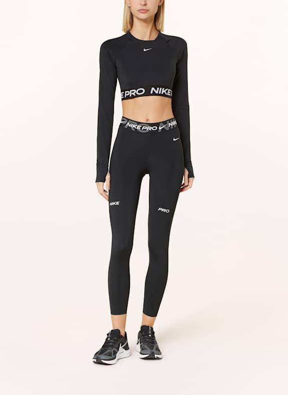 Nike Tricou cu mâneci lungi cropped PRO 365 DRI-FIT NEGRU / ALB