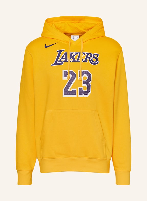 Nike Bluza z kapturem LOS ANGELES LAKERS CLUB ŻÓŁTY
