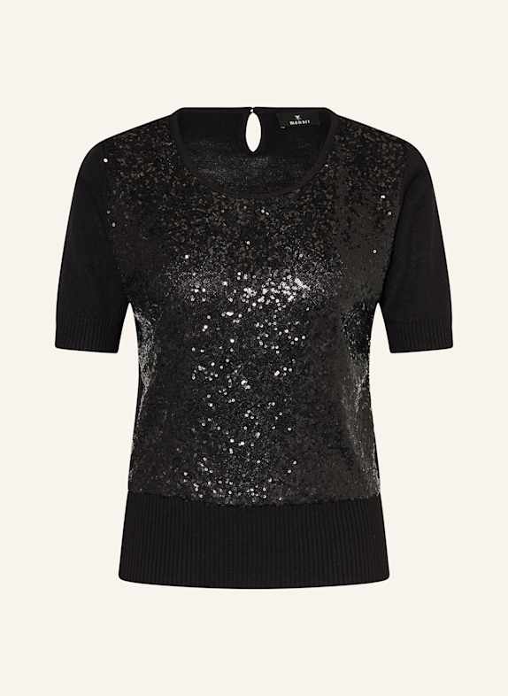 monari Strickshirt im Materialmix mit Pailletten SCHWARZ
