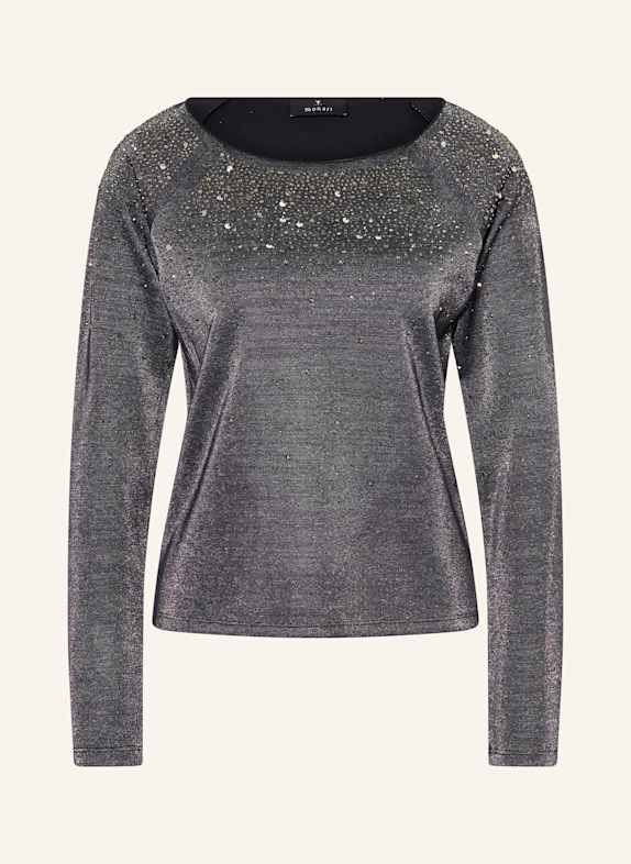 monari Longsleeve mit Glitzergarn und Nieten DUNKELGRAU