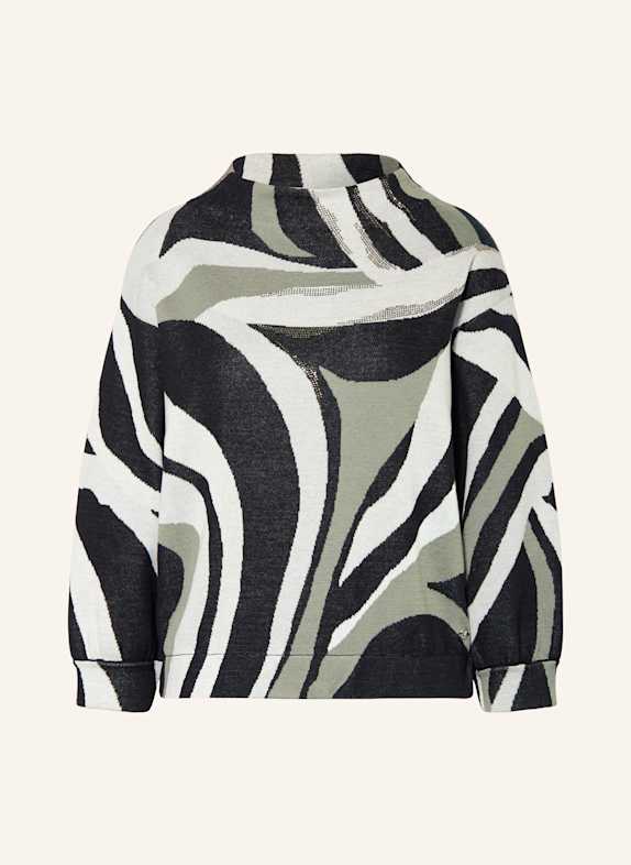 monari Pullover mit Schmucksteinen SCHWARZ/ WEISS/ KHAKI