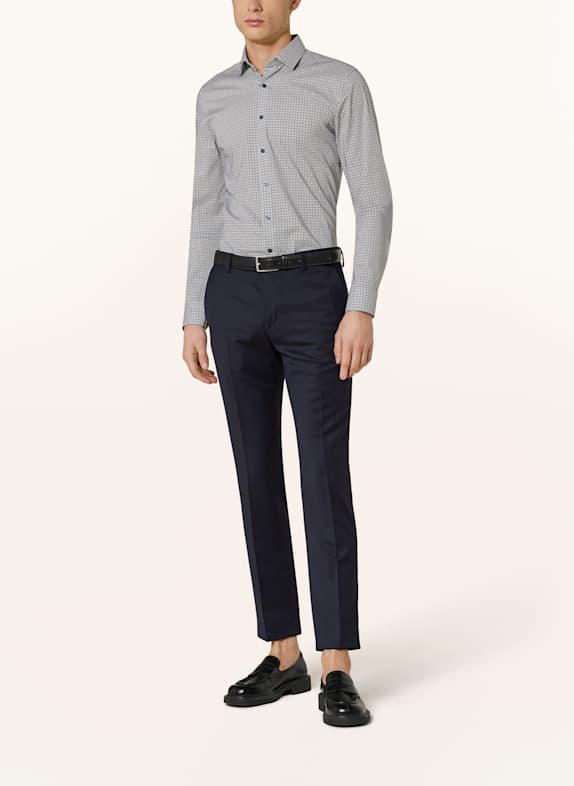 OLYMP Hemd No. Six super slim BEIGE / DUNKELBLAU / WEISS