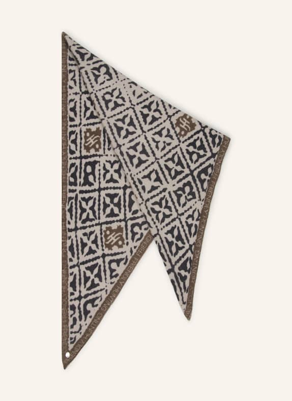 friendly hunting Dreieckstuch aus Cashmere BEIGE/ DUNKELBRAUN