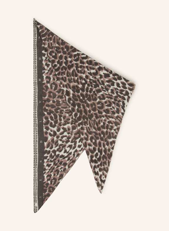 friendly hunting Dreieckstuch aus Cashmere ECRU/ BRAUN/ DUNKELBRAUN