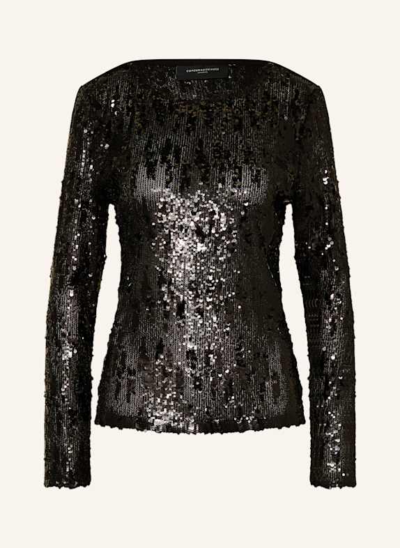 COPENHAGEN MUSE Blusenshirt mit Pailletten SCHWARZ