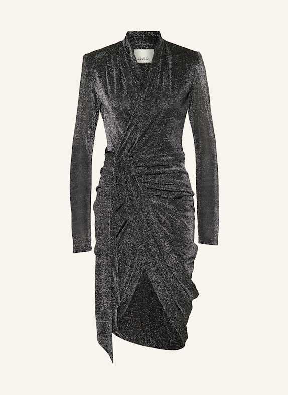 ISABEL MARANT Strickkleid CLEORA in Wickeloptik mit Glitzergarn SCHWARZ / SILBER
