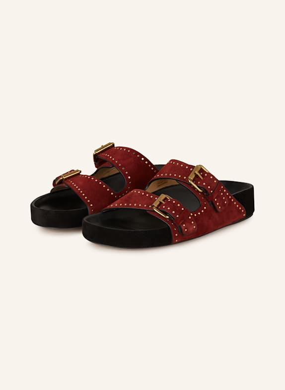 ISABEL MARANT Pantoletten LENNYO mit Nieten DUNKELROT