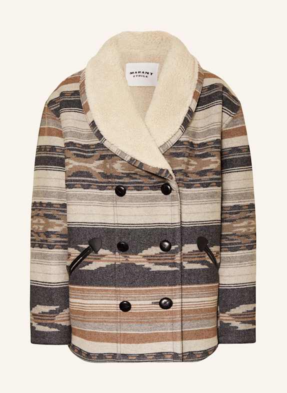 MARANT ÉTOILE Jacke DORCAS mit Teddyfell BEIGE / SCHWARZ / BRAUN