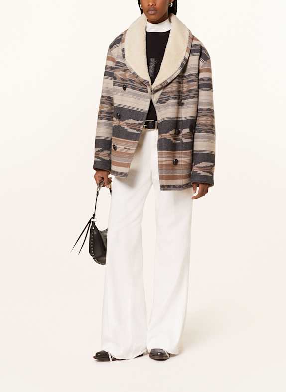 MARANT ÉTOILE Jacke DORCAS mit Teddyfell BEIGE/ SCHWARZ/ BRAUN