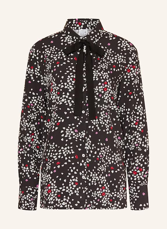 Emily VAN DEN BERGH Hemdbluse mit abnehmbarer Schluppe SCHWARZ/ WEISS/ ROT