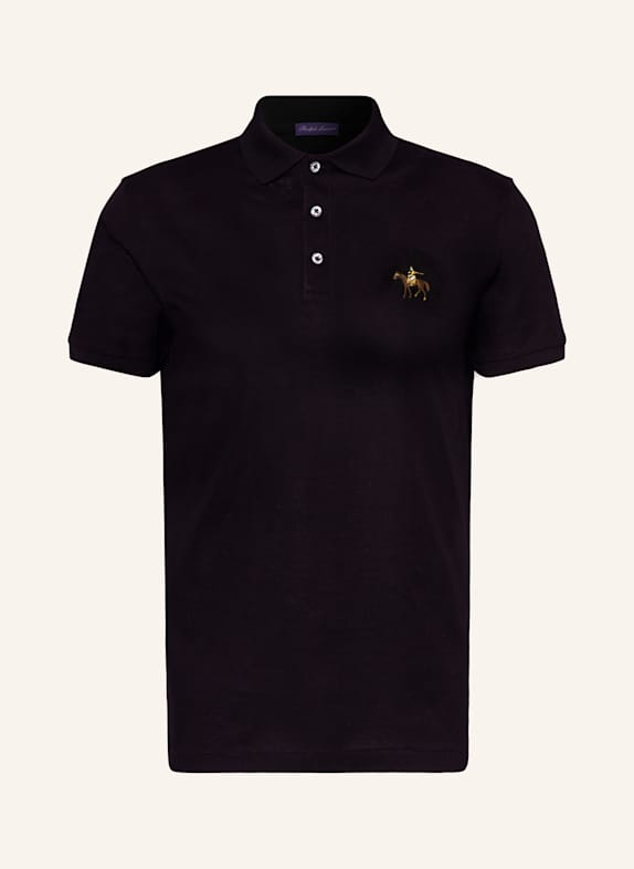 RALPH LAUREN PURPLE LABEL Piqué-Poloshirt SCHWARZ
