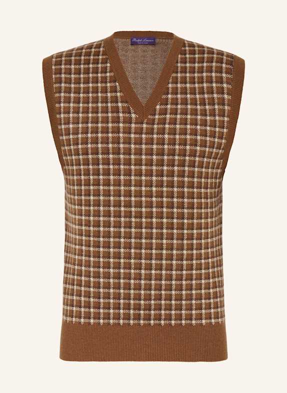 RALPH LAUREN PURPLE LABEL Cashmere-Pullunder BRAUN/ CREME