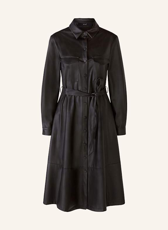 oui Shirt dress in leather look BLACK