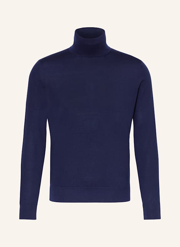 ZEGNA Rollkragenpullover aus Cashmere mit Seide DUNKELBLAU