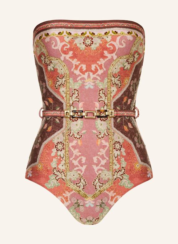 ZIMMERMANN Bandeau-Badeanzug WYLIE BRAUN/ HELLROT/ ROSÉ