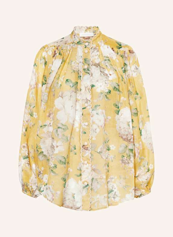 ZIMMERMANN Hemdbluse ACACIA DUNKELGELB/ CREME/ HELLGRÜN