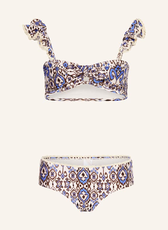 ZIMMERMANN Bustier-Bikini WYLIE BEIGE/ DUNKELBRAUN/ BLAU