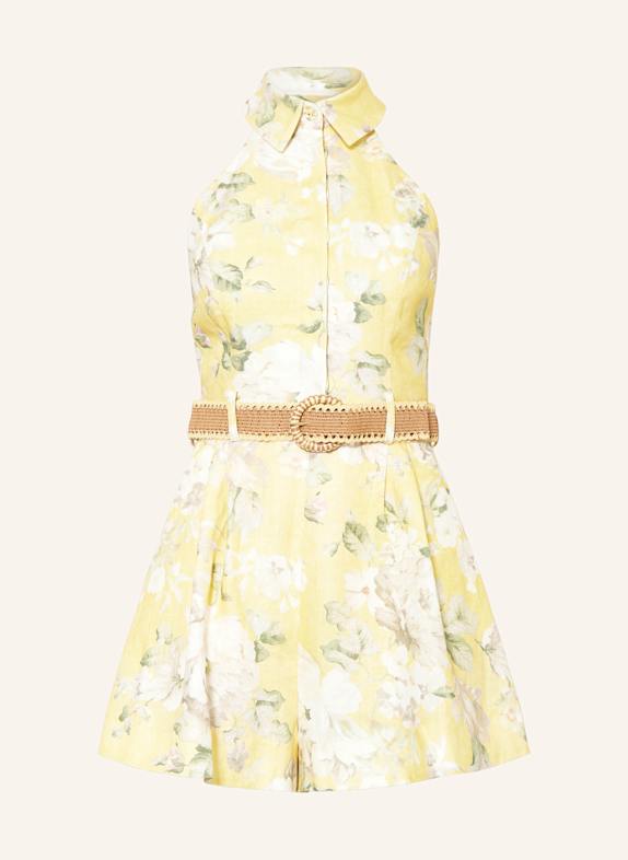 ZIMMERMANN Jumpsuit ACACIA aus Leinen GELB/ HELLGRÜN/ CREME