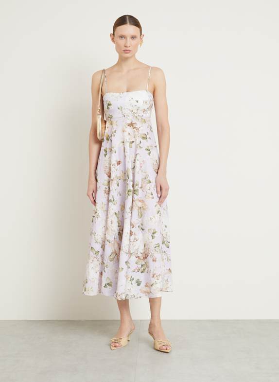 ZIMMERMANN Leinenkleid ACACIA HELLLILA/ HELLGRÜN