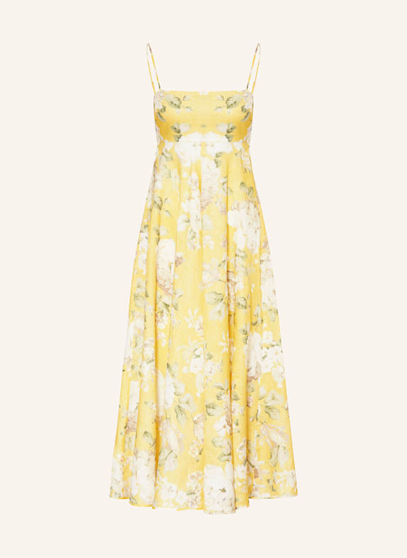 ZIMMERMANN Leinenkleid ACACIA GELB/ WEISS/ GRÜN