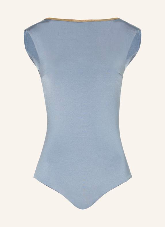 MYMARINI High-Neck-Badeanzug SEABODY SHINE zum Wenden mit UV-Schutz 50+ DUNKELBLAU/ BLAUGRAU