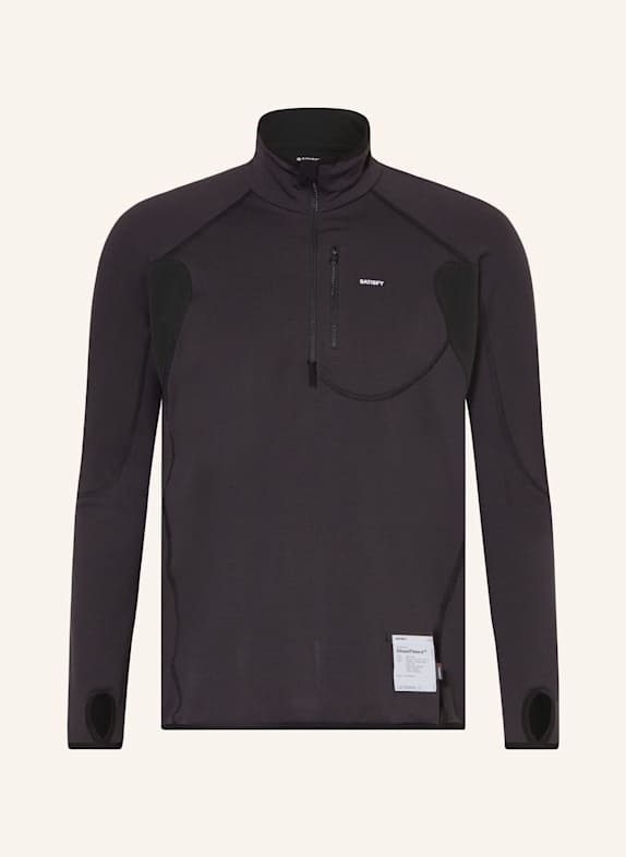 SATISFY Laufshirt GHOSTFLEECE™ HALF ZIP SCHWARZ