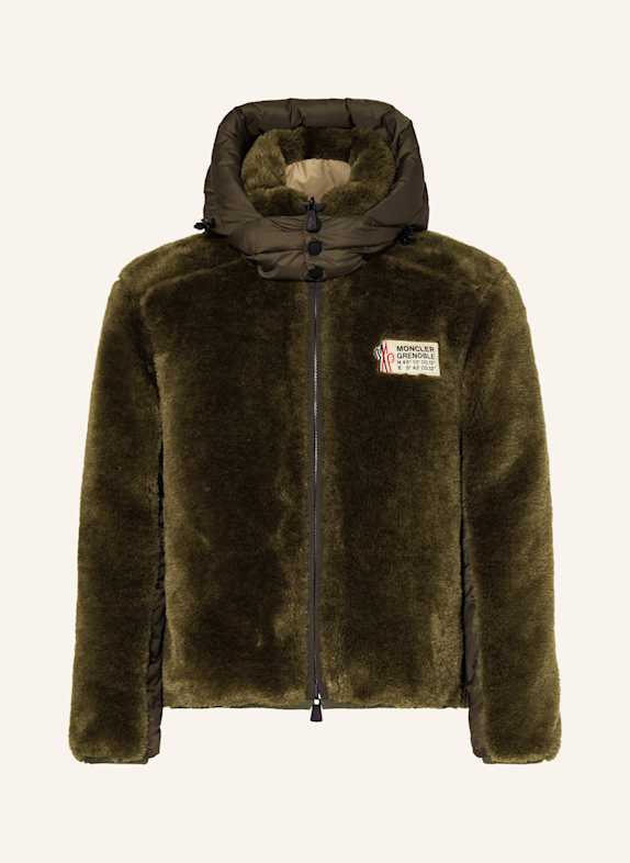 MONCLER GRENOBLE Teddyfell-Jacke WENGI zum Wenden OLIV